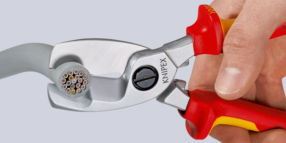 Knipex 95 16 200 ứng dụng Kìm cắt cáp cách điện lưỡi cắt kép