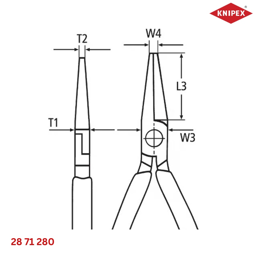 Knipex 28 71 280 - 28 81 280 Kìm Nhọn Dài 280mm Mũi Thẳng & Cong 45 độ