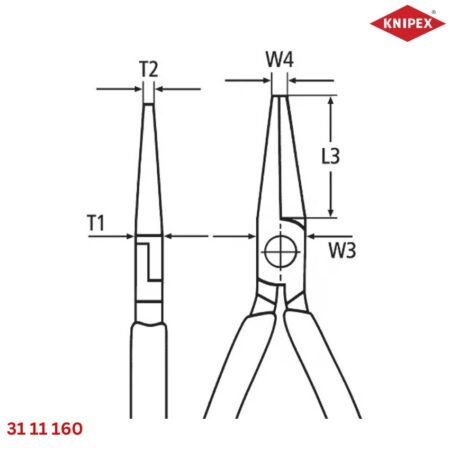 Knipex 31 11 160: Kìm kẹp mũi nhọn mạ chrome