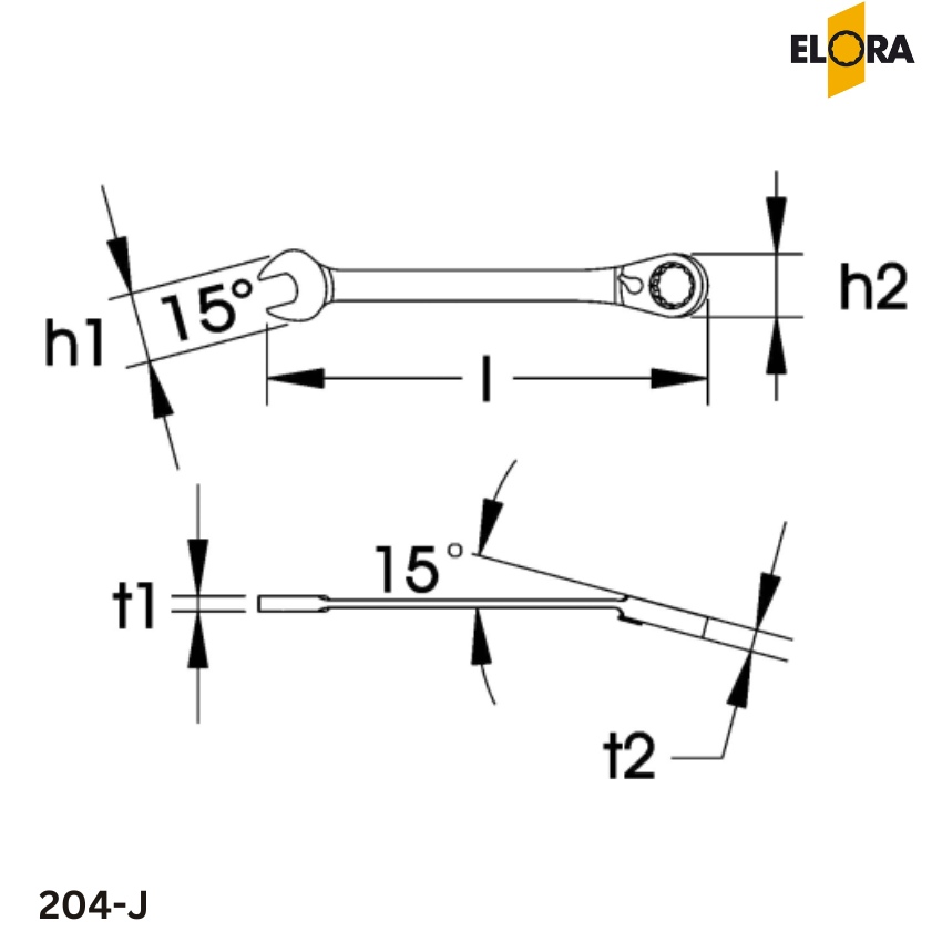 ELORA 204-J: Cờ lê tự động loại đảo chiều bằng nẫy gạt đầu vòng