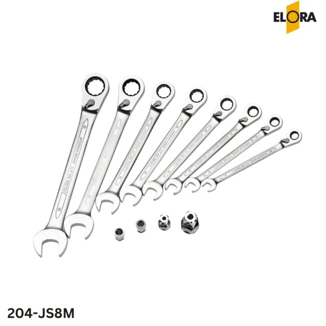 ELORA 204-JS8M: Bộ cờ lê bánh cóc 8 chiếc
