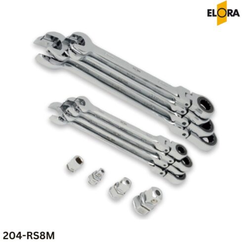 ELORA 204-RS8M: Bộ cờ lê bánh cóc đầu gật gù xoay 180 độ