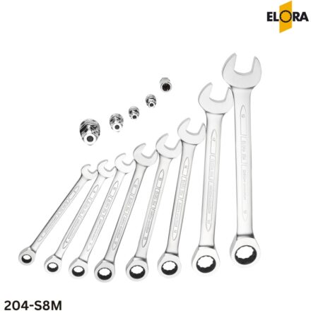 ELORA 204-S8M: Bộ cờ lê vòng miệng tự động 8 chi tiết