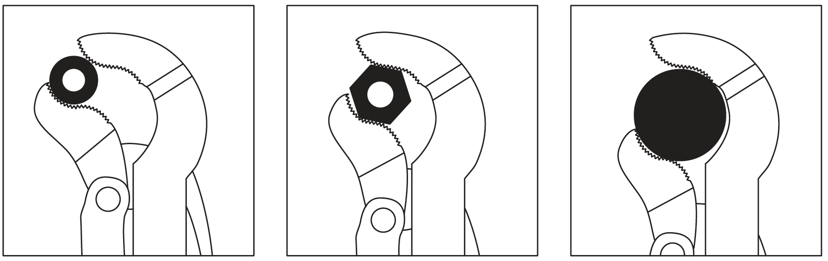 Mỏ lết răng ELORA 68SN, ngàm cong chữ S 3 
