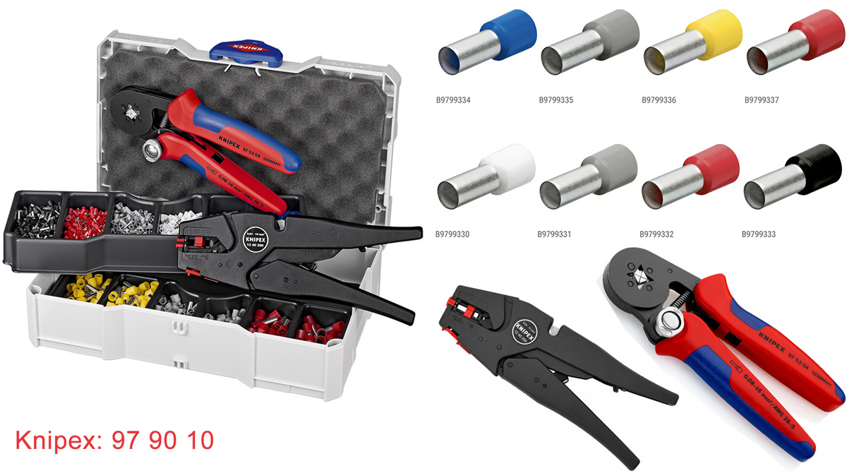 chi tiết Bộ dụng cụ bấm cos tuốt dây Knipex 97 90 10 0,5-10 mm²