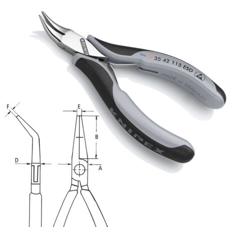 Knipex 35 42 115 ESD: Kìm gắp linh kiện điện tử mũi cong 45°