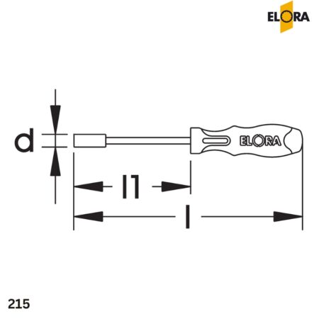 Thông số kỹ thuật Tua vít đầu tuýp ELORA 215, cán bọc nhựa đúc