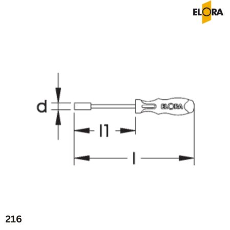 thông số kỹ thuật Tuốc nơ vít đầu tuýp lục giác ELORA 216