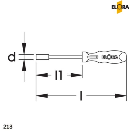 Thông số kỹ thuậtTuốc nơ vít thân mềm đầu tuýp ELORA 213