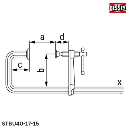 thông số Cảo chữ U, BESSEY STBU40-17-15 phiên bản hạng nặng 22000N
