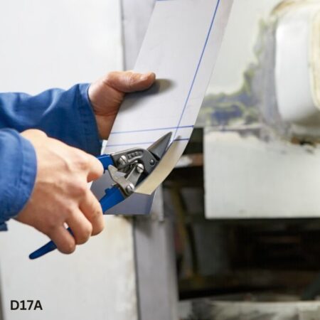 ứng dụng Kéo cắt tôn dày 1.5mm BESSEY D17A, tay cầm kim loại sơn đỏ