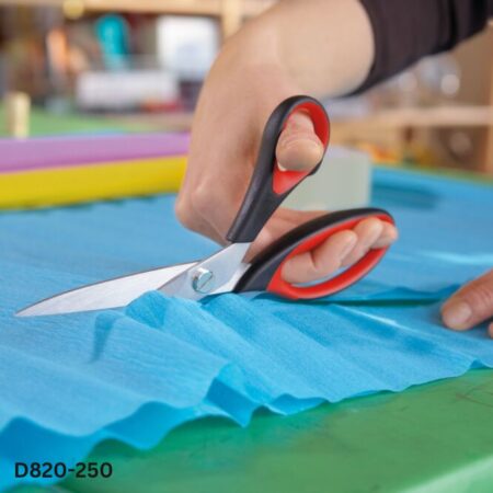 ứng dụng cắt giấy Kéo inox BESSEY D820-250 lưỡi dài 105mm cắt vải, giấy, simili