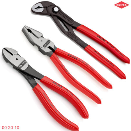 Bộ kìm 3 cây Knipex 00 20 10: kìm bằng, cắt, mỏ quạ Germany