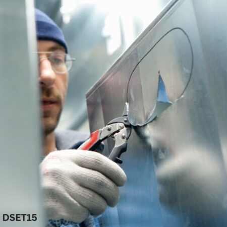 ứng dụng Bộ kéo cắt tôn, bo cua Trái Thẳng Phải BESSEY DSET15