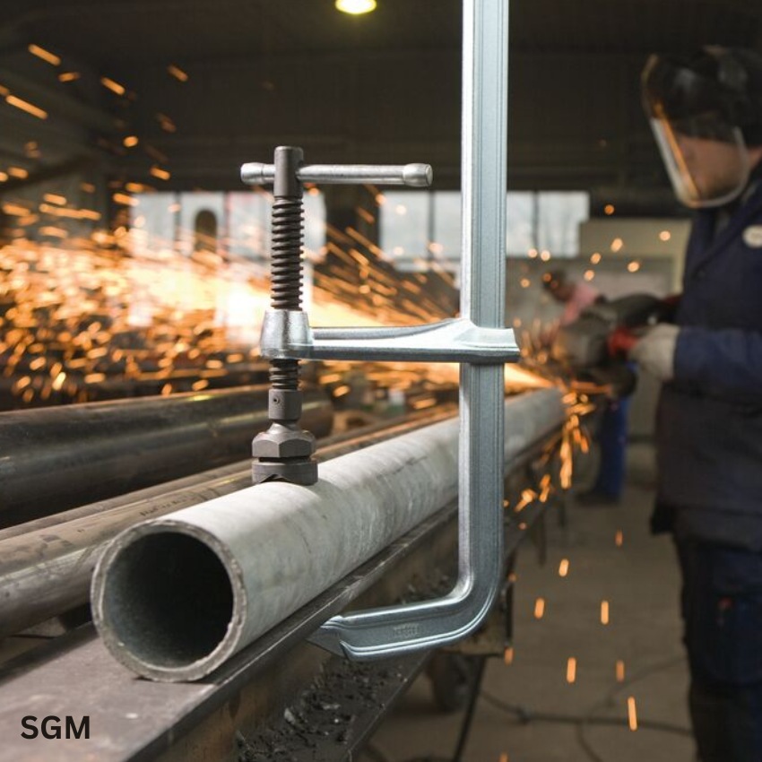 ứng dụng thực tế Cảo chữ F kẹp kim loại, lực kẹp 12000N BESSEY SGM