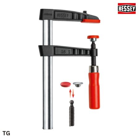 đặc tính Cảo chữ F ngàm bằng gang, màu đen với cán gỗ, Bessey TG