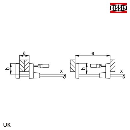 thông số Cảo kẹp gỗ ngàm song song, 1500N BESSEY UK UniKlamp