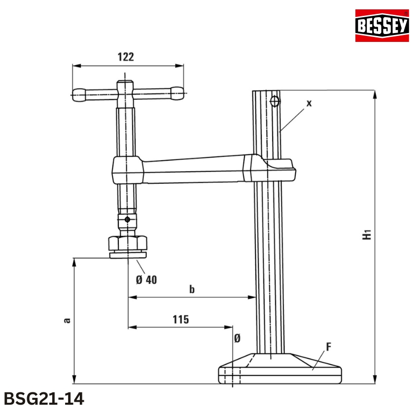 thông số Kẹp phôi bàn công cụ BESSEY, lực kẹp 12000N BSG21-14