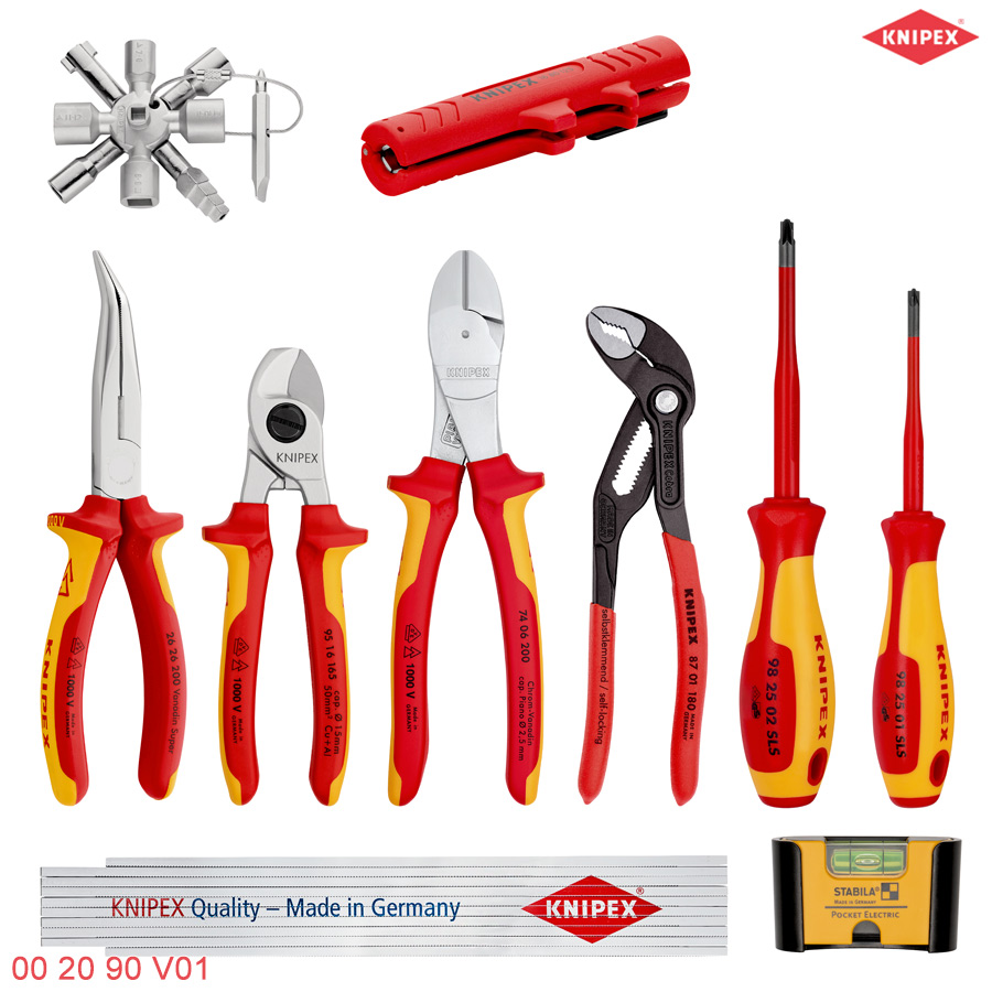 Bộ dụng cụ làm điện 10 pcs Knipex 00 20 90 V01