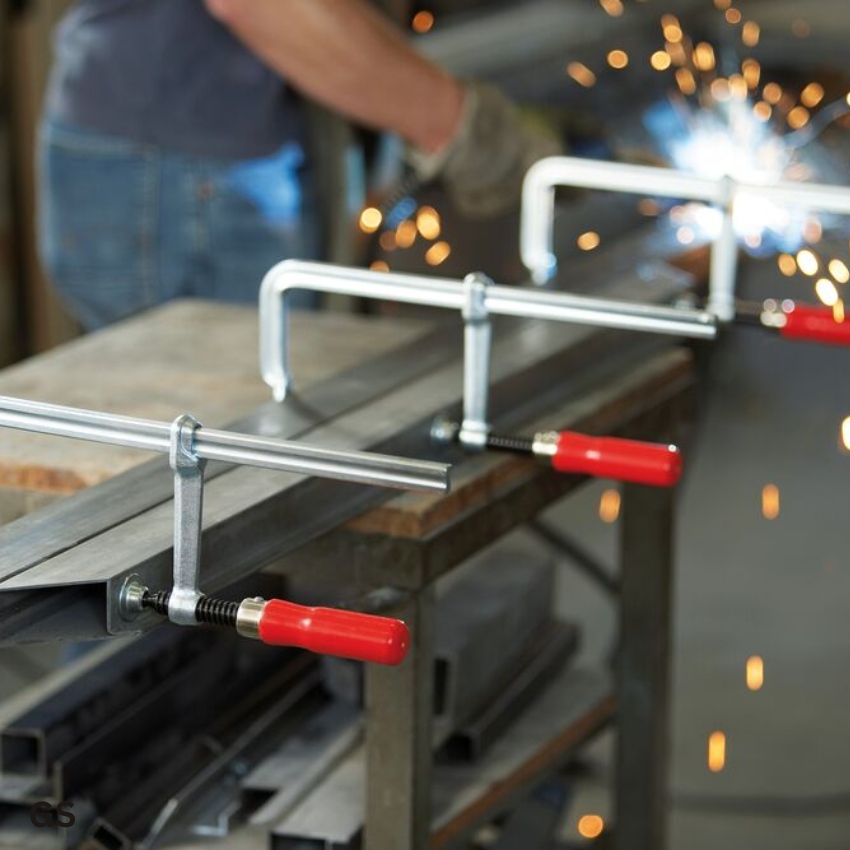 ứng dụng Cảo chữ F tay vặn cán gỗ, độ mở ngàm từ 100-1000mm, Bessey GS