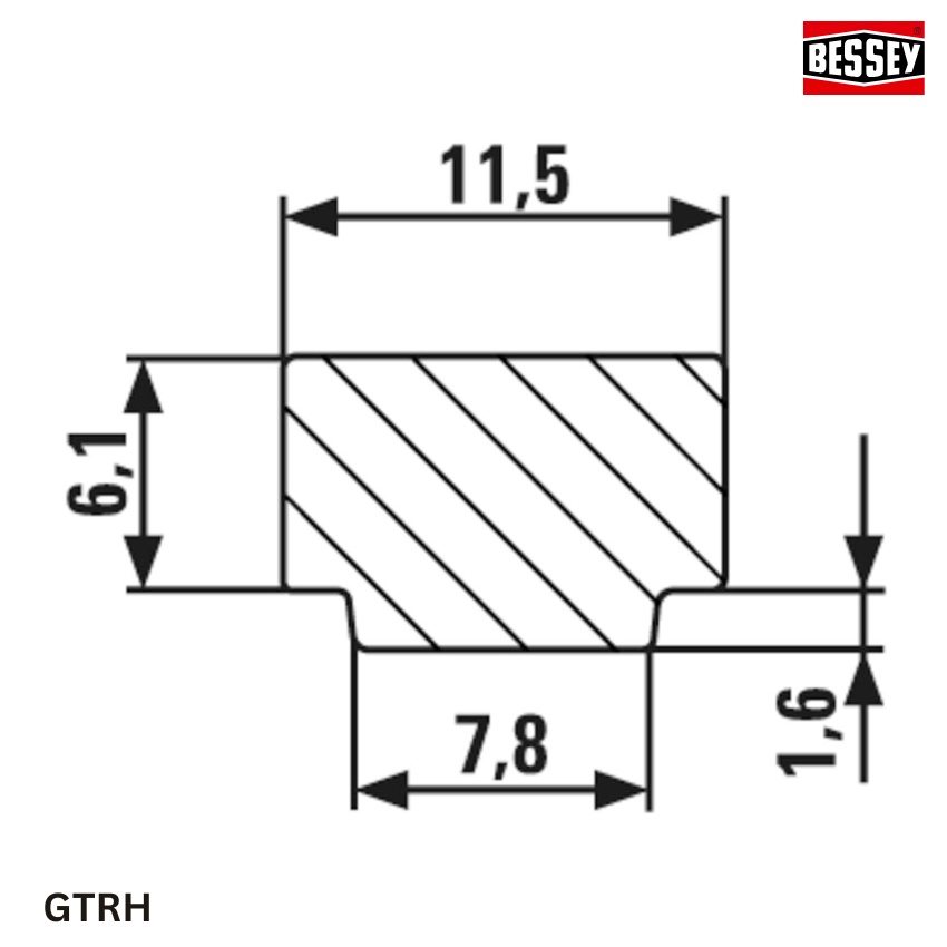 thông số kỹ thuật Kẹp bàn, cho rãnh 12x8mm, cảo kẹp nhanh chữ F BESSEY GTRH