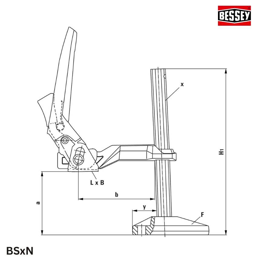 thông số ky thuật Kẹp phôi trên bàn máy công cụ, lực kẹp 10000N BESSEY BSxN