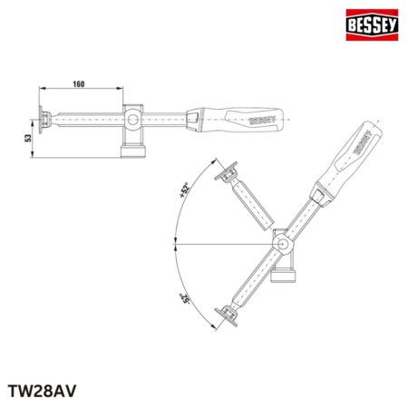 thông số Kẹp phôi BESSEY, thanh kim loại trên bàn hàn TW28AV
