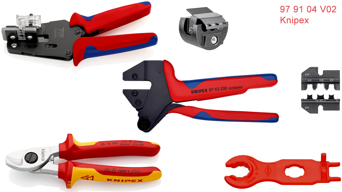 chi tiết Bộ kìm thi công tấm pin solar MC4® Knipex 97 91 04 V02