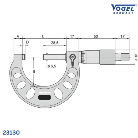 thông số Panme cơ đo ngoài Vogel Germany 23130