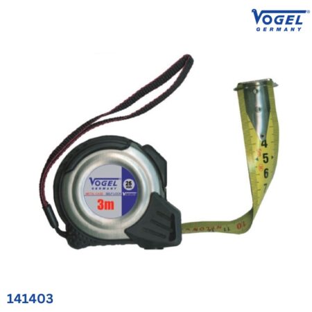 đặc tính Thước cuộn 3m vỏ inox Vogel 141403, sợi thép, đầu thước có nam châm