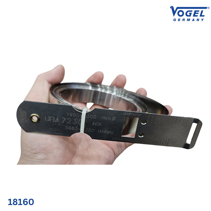 ảnh thực tế Thước đo đường kính 18160 bằng inox Vogel, vạch chia khắc axit