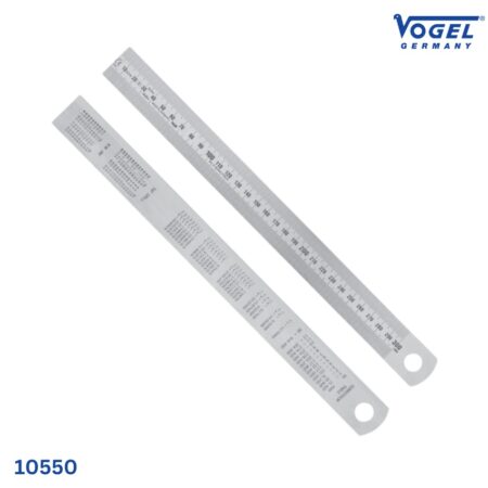 đặc tính Thước lá inox có bảng đổi đơn vị mặt sau VOGEL Germany 10550