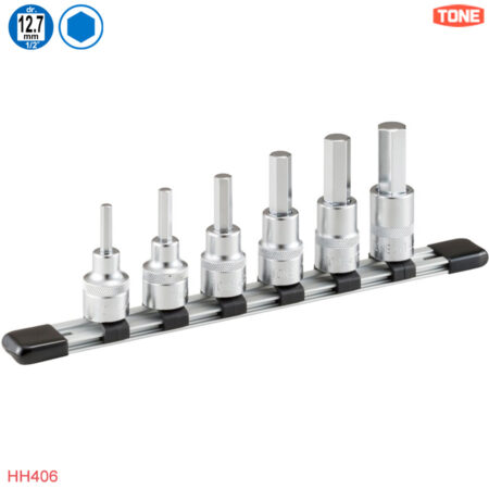 TONE HH406: Bộ khẩu bít lục giác đầu 1/2, size 5-14 mm