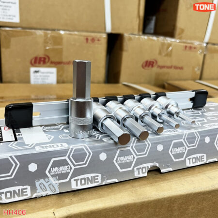 TONE HH406: Chi tiêt Bộ khẩu bít lục giác đầu 1/2, size 5-14 mm