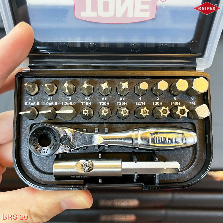 chi tiết Bộ đầu bít 1/4 kèm tay vặn 22 pcs TONE BRS20