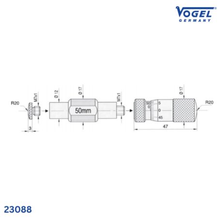 thông số Bộ panme cơ đo trong VOGEL Germany 23088
