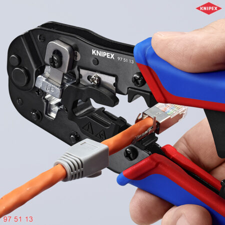 ứng dụng Knipex 97 51 13 Kìm bấm cos mạng đa năng RJ 45