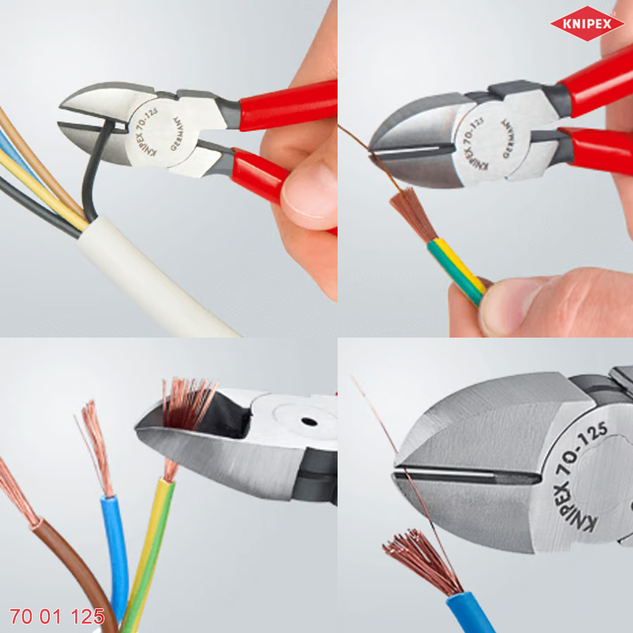 Knipex 70 01 125: Ứng dụng Kìm cắt cạnh 125 mm, cán bọc nhựa