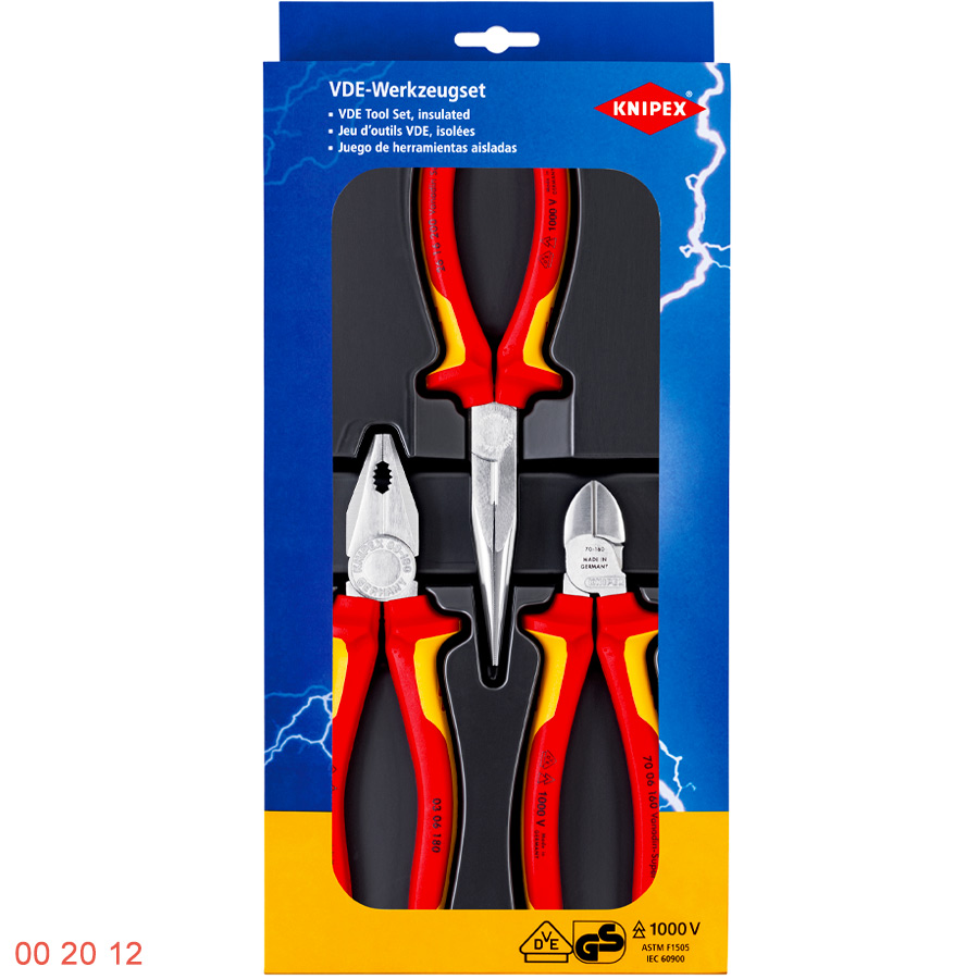 Bộ kìm cách điện 1000V 3 cây Knipex 00 20 12