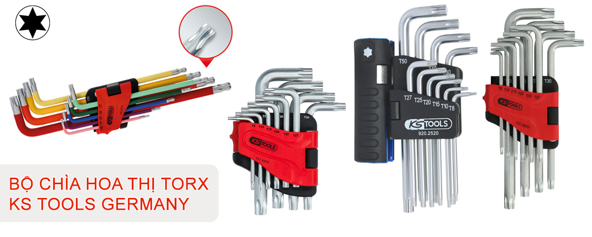 bộ lục giác hoa thị torx T8-T80 made in Germany Ks Tools Elora