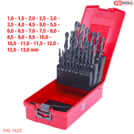 Bộ mũi khoan thép 1-13 mm HSS-R 25 pcs KS Tools