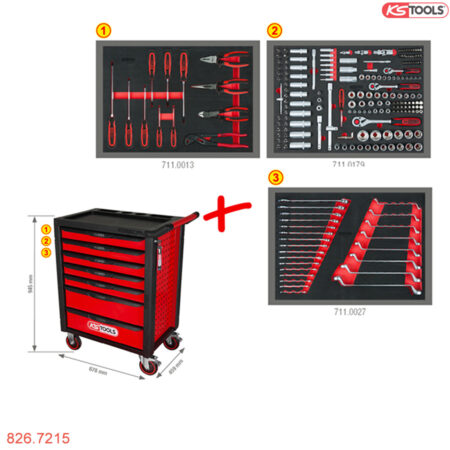 chi tiết Tủ dụng cụ đồ nghề sửa chữa 215 chi tiết KS Tools 826.7215 Germany