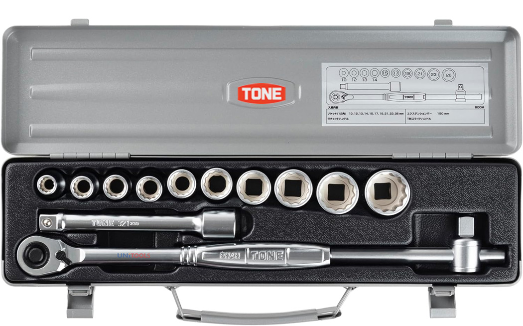 thông số Bộ tuýp 1/2 inch size 10-26 mm TONE 800M gồm 13 món