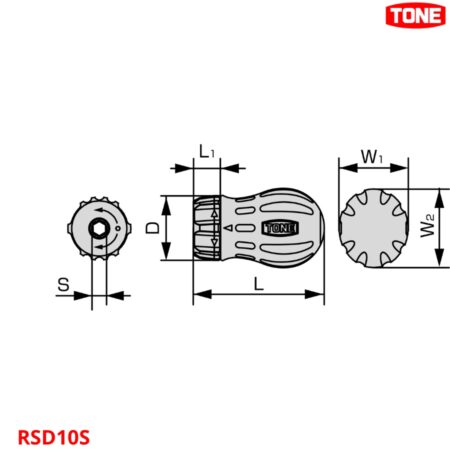 TONE RSD10S Bộ tua vít tự động thân lùn 1/4inch