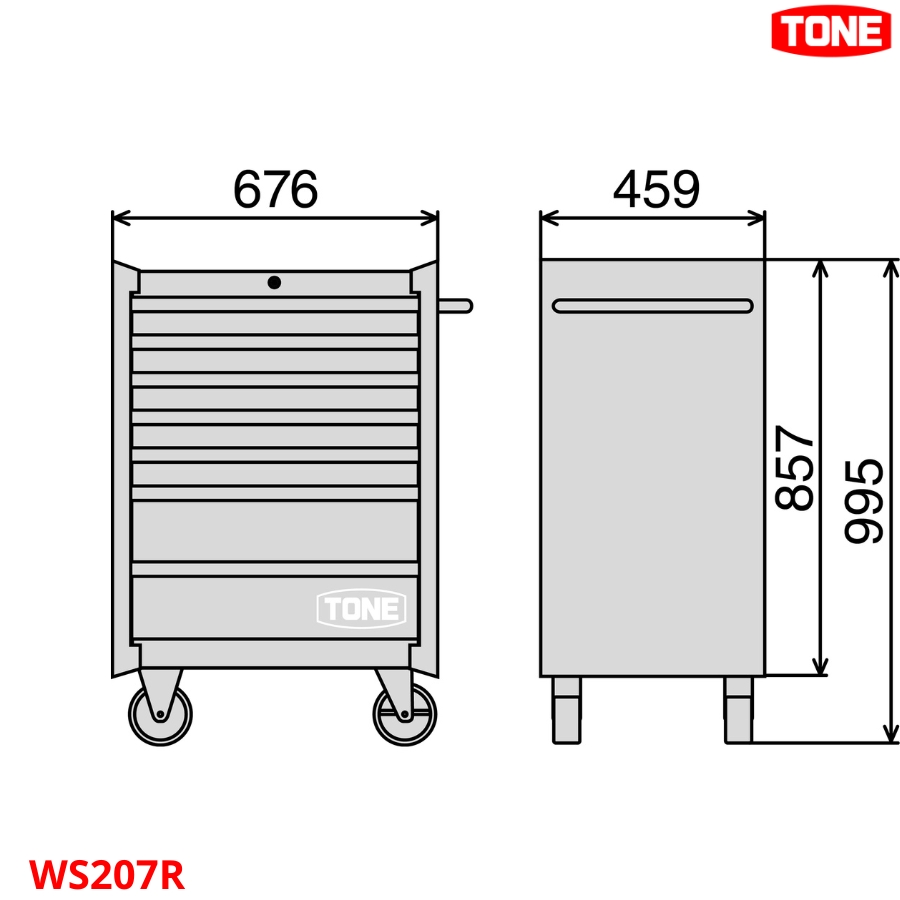 TONE WS207R Tủ đựng dụng cụ 7 ngăn, màu đỏ - Ảnh 2