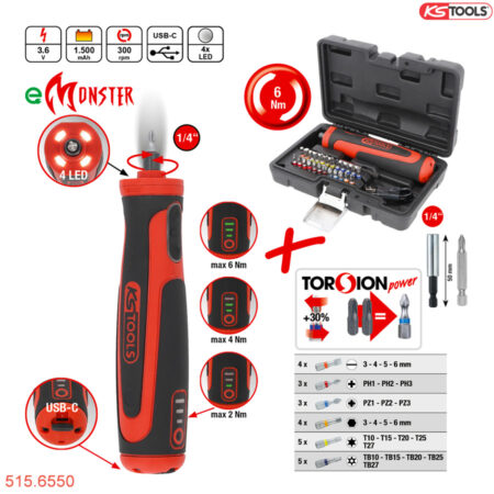 Bộ máy vặn vít mini 6Nm, 27 pcs KS Tools 515.6550