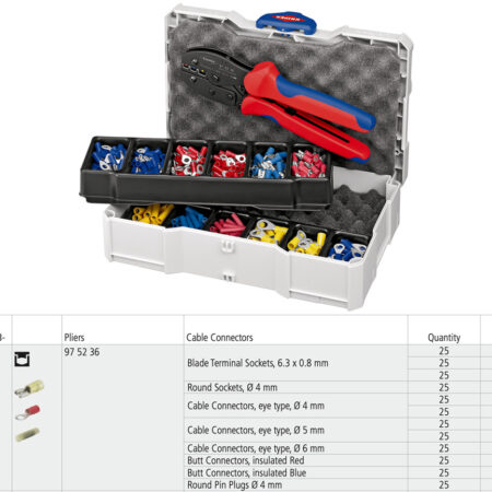 thông số Bộ kìm bấm cos cách điện đa năng Knipex 97 90 21