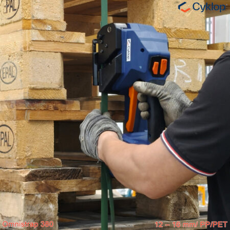 ứng dụng Máy siết đai nhựa 12-16 mm dùng pin 4500N Cyklop Oministrap 380