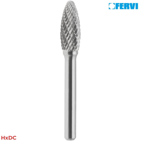 FERVI HxDC Mũi mài hợp kim hình quả thông đầu tròn