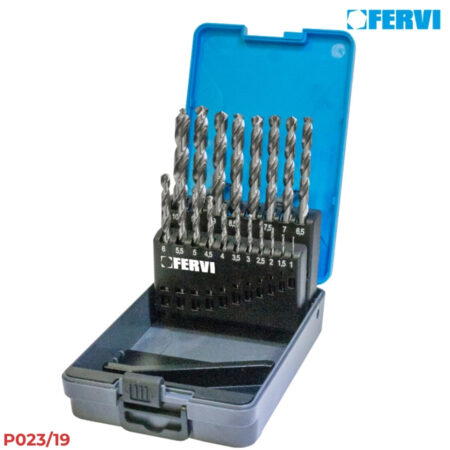 FERVI P023/19 Bộ mũi khoan xoắn chuôi thẳng 19pcs